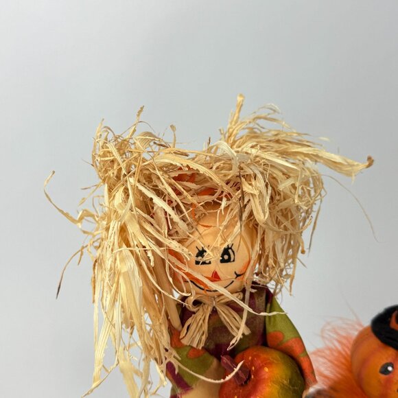 Festive Halloween Harvest Scarecrow Pair Pumpkin Witch Free Standing Decor - Picture 3 of 9